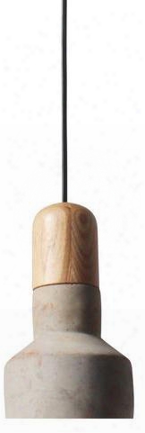 Rochester Collection Ls-c133-gry 8.25" Pendant Lamp With Black Cord Completely Dimmable Led Light Compatible Concrete And Wood Construction In Grey And