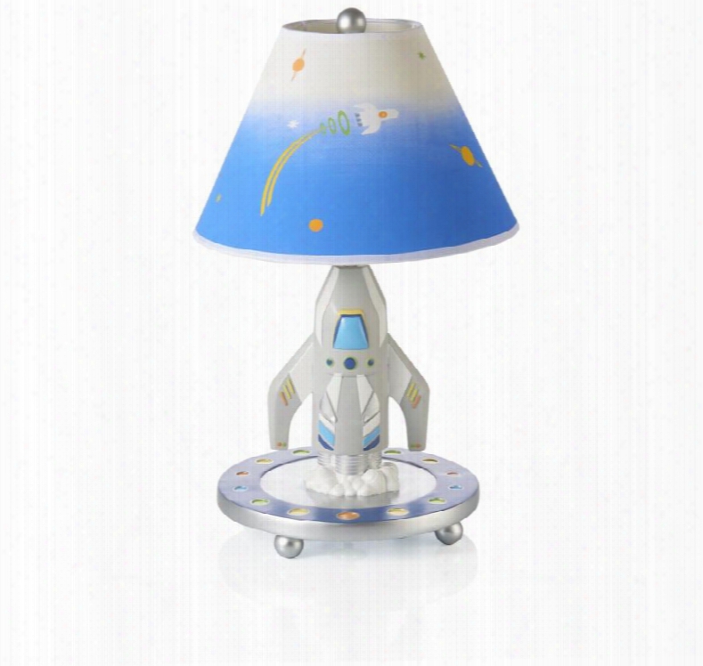 Rocket G88307 19" Table Lamp With On And Off Switch Hand Painted And Space Themed In