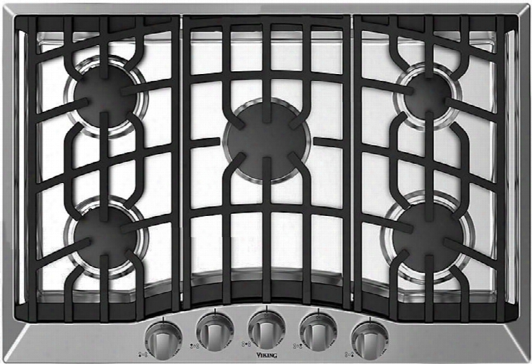 Rvgc33015bsslp 30" Gas (liquid Propane) Cooktop With 5 Sealed Burners Continuous Grate Metal Die-cast Knobs And Automatic Electric Spark Ignition: Stainless