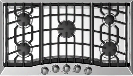 Rvgc33615bsslp 36" Liquid Propane Cooktop With 5 Sealed Burners Continuous Grate Metal Die-cast Knobs And Automatic Electric Spark Ignition In Stainless