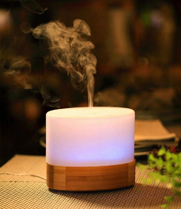 Sa-070 Ultrasonic Aroma Diffuser/humidifier With Bamboo Base 250 Sq. Ft. Coverage Led Mood Light 100 Ml Tank Capacity And Auto