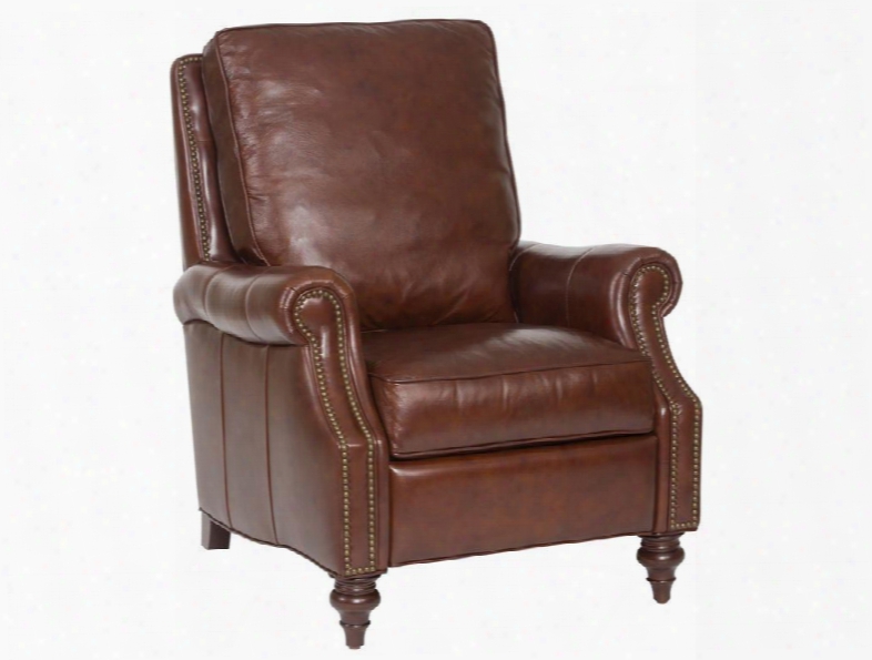 Savannah Srries Rc185-087 39" Traditionla-style Living Room Davenport Gs Recliner With Rolled Arms Turned Legs And Leather Upholstery In Medium