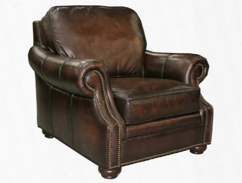 Sedona Series Ss185-01-089 36" Traditional-style Living Room Chateau Chair With Rolled Arms Nail Head Accents And Leather Upholstery In Dark