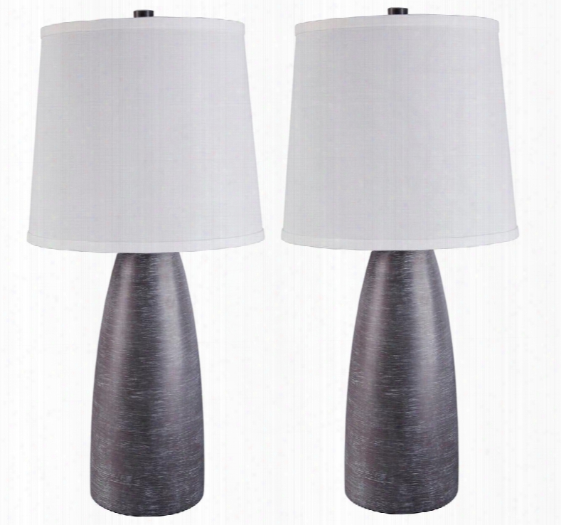 Shavontae L243004 Set Of 2 28" Poly Table Lamps With Modified Drum Shade 3-way Switch And Curved Base In