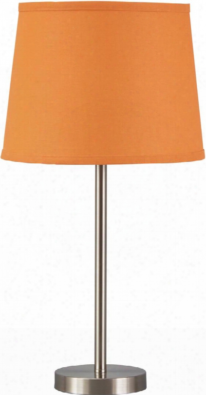 Shonie L857534 23" Tall Metal Table Lamp With Silver Finished Base Modified Drum Shade And On-off Switch In