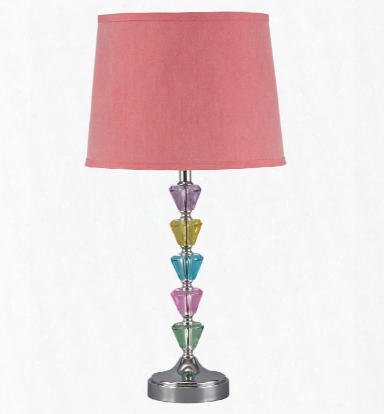 Sookie L857484 24" Tall Crystal Table Lamp With Metal Base Modified Drum Shade And On-off Switch In Multi