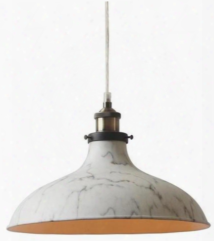 Southel Collection Ls-c141-mrb 13.75" X 8.75" Pendant Lamp With Black Cord Fully Dimmable Painted Marble Shade Led Light Compatible Iron And Aluminum