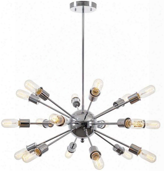 Sputnik Collection Ls-c115-crm 28" Chandelier With 18 Light Capacity Fully Dimmable Led Light Compatible And Iron Construction In Chrome