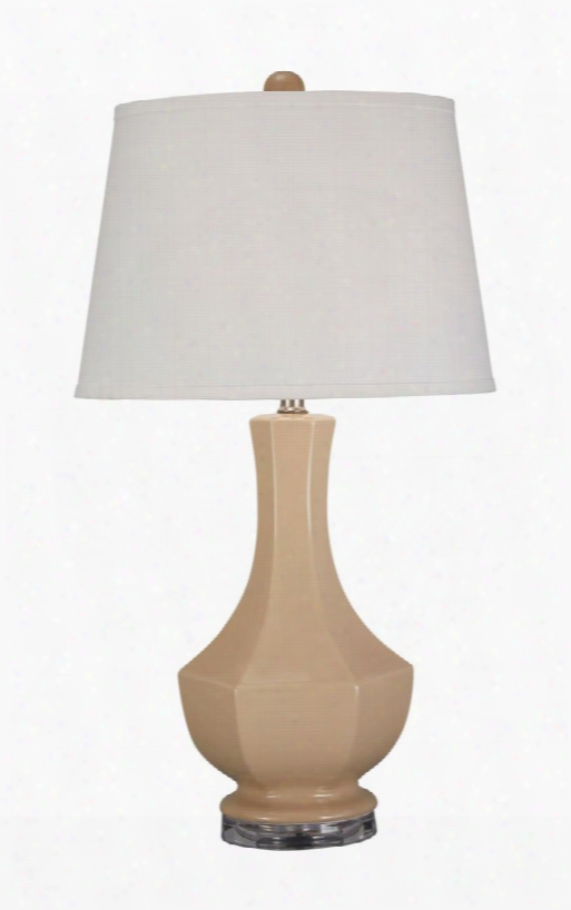 Suellen L100414 29" Ceramic Table Lamp With Glazed Ceramic And Acrylic Modified Drum Shade And 3-way Switch In