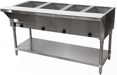 Sw-4e-240-x Sealed Four-well Electric Hot Food Table With Drain And Undershelf In Stainless