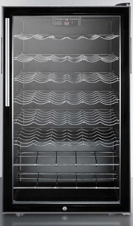 Swc525lhvada Freestanding Ada Compliant Glass Door Wine Cellar With 40 Bottles Capacity 6 Wine Shelves Thin Handle Automatic Defrost And Factory Installed