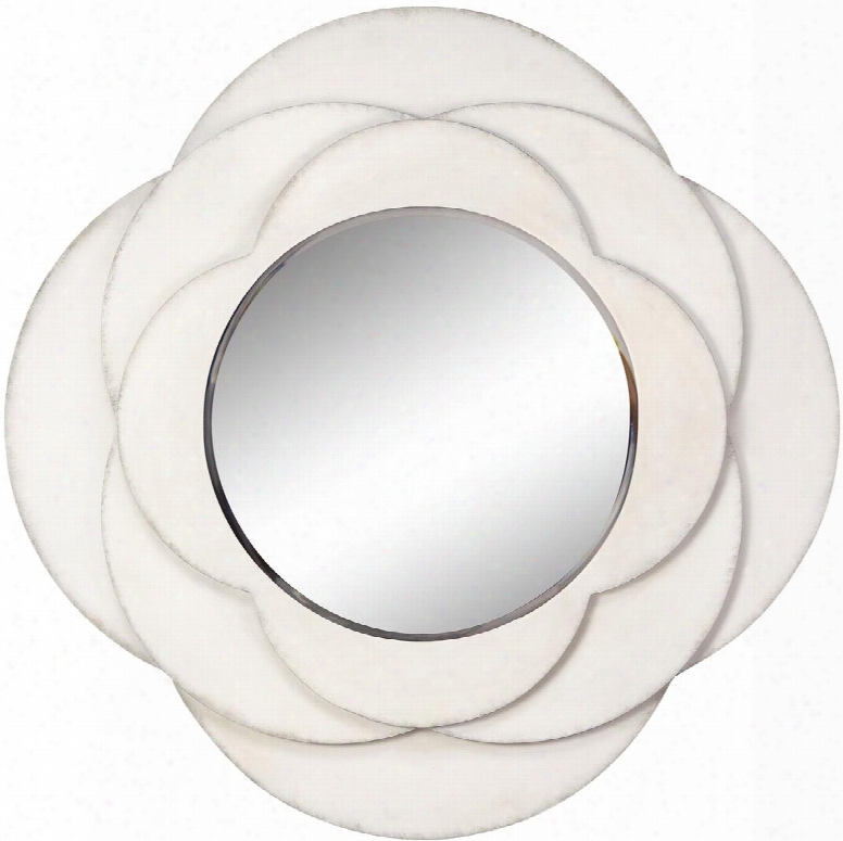 Tabitha 13270 14" Pattern With Quatrefoil Shaped Hand Painted And Beveled Mirror In White