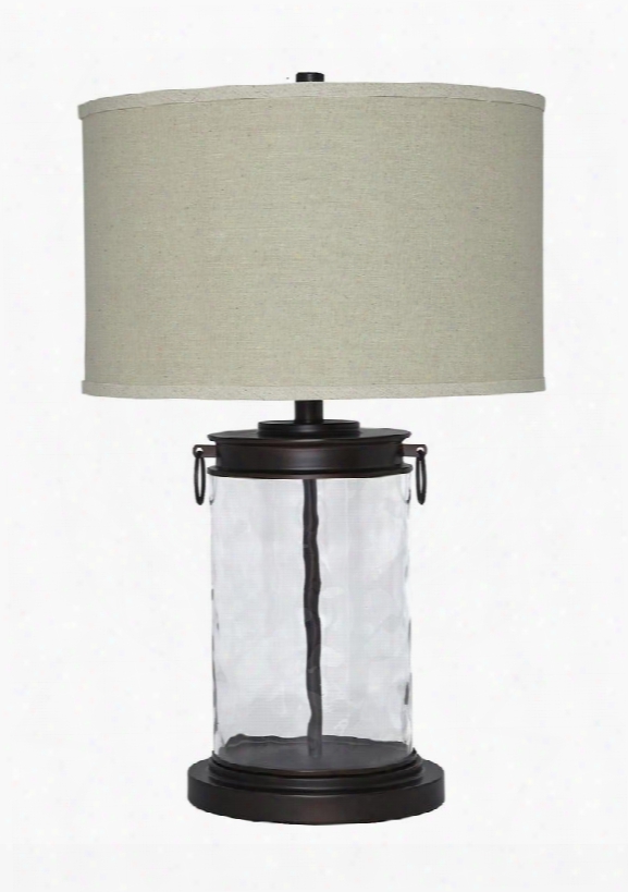 Tailynn L430324 26" Glass Table Lamp With Drum Shade 3-way Switch And Casual Style In