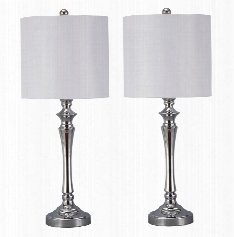 Taji L204004 Set Of 2 30" Tall Metal Table Lamps In Chrome