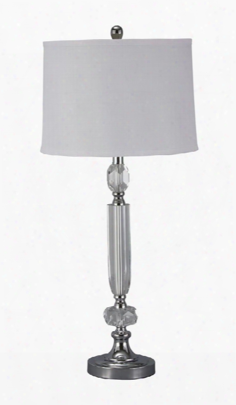 Tajo L428014 32" Crystal Table Lamp With Modified Drum Shade 3-way Switch And Traditional Style In Clear And