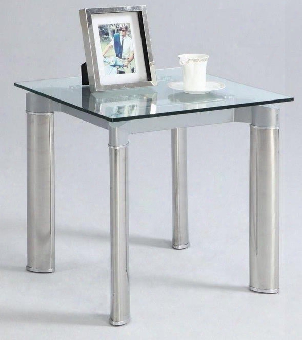 Tara-lt-clr Tara Lamp Table With Clear Square Glass Top And Stainless Steel