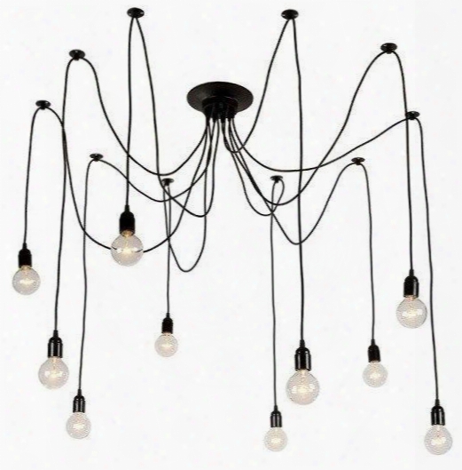 Tentacle Collection Ls-c105 8" Chandelier With Octopus Shape Led Light Compatible And Iron Construction In Matte Black