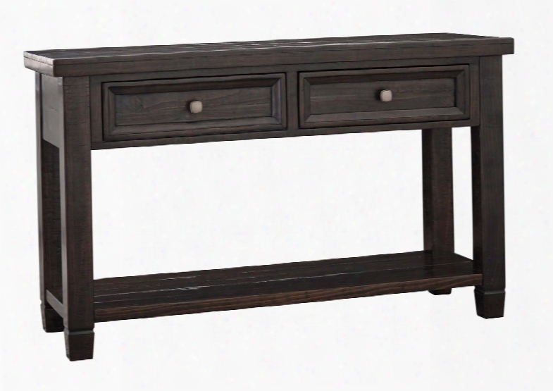 Townser T895-4 50" Sofa Table Withh Dovetailed Drawers Distressing Details And Bottom Shelf In Greyish