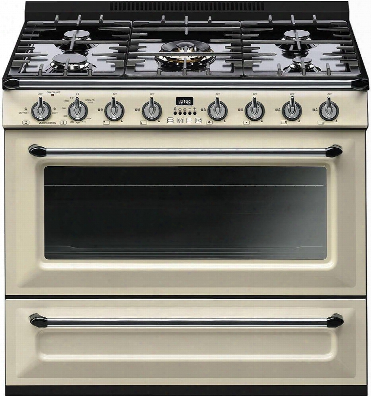 Tru36ggp 36" Vitcoria Series Aeriform Fluid Range With 5 Sealed Burners 4.4 Cu. Ft. Oven Capacity 8 Oven Cooking Modes European Convection In Cream