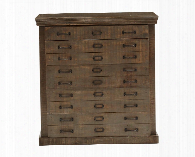 Tysno 13644 40" 5-drawer Accent Chest With Weathered Detailing Plank Styled Top And Metal Handles In Grey Wood Tone