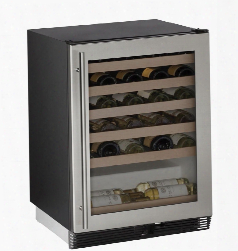 U1024wcs00b 24" Built-in Wine Storage With 48-bottle Capacity Incandescent Lighting Natural Beech Front Racks Field Reversible Door Swing And Mechanical