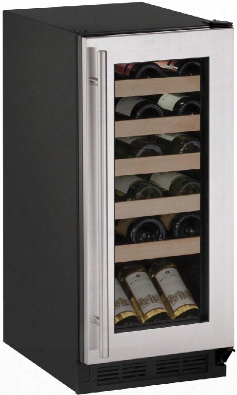 U1215wcs00b 15" Undercounter Wine Storage With 24-bottle Capacity Natural Beech Wood Fronts Led Lighting Reversible Door Swing Digital Touch Pad Control