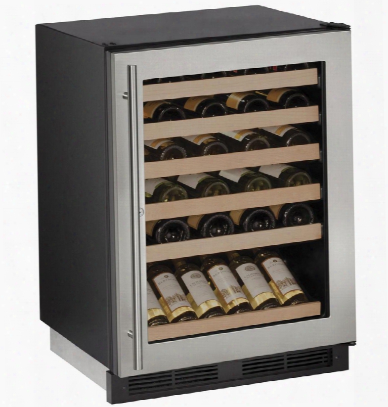 U1224wcs13b 24" Built-in Wine Cooler With 48 Bottle Capacity Led Lighting Vinyl Racking Door Lock Right Hinged Door And Digital Touch Pad