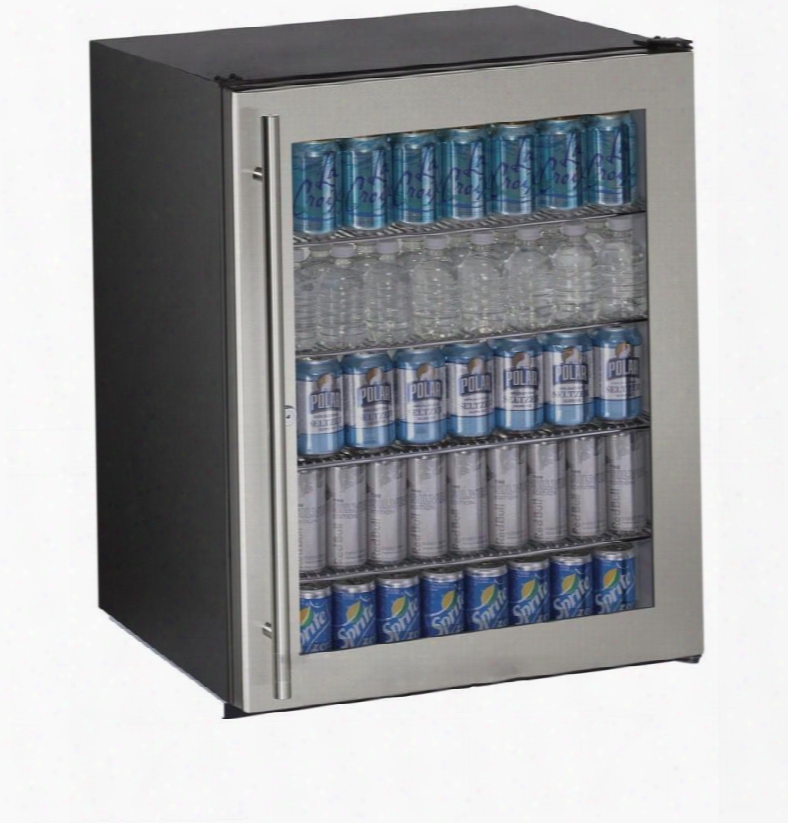 Uada24rgls13b 5.3 Cu. Ft. Undercounter Refrigerator With 70 Bottle Capacity 4 Chrome Plated Wire Shelves Glass Door Interior Led Lighting Reversible Door