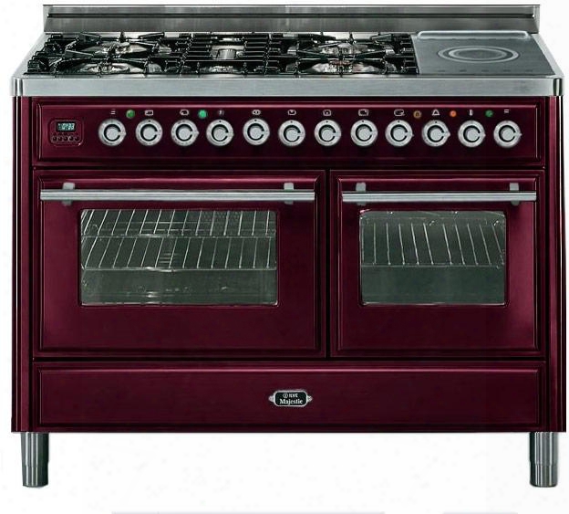 Umt120sdmprb 48" Freestanding Dual Fuel Range With 5 Sealed Burners 2 Convection Ovens French Cooktop 4.99 Cu. Ft. Total Capacity Digital Clock And Timer