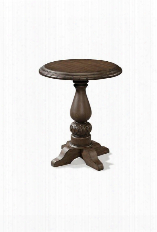 Versailles Collection 980-816etbl 20" Round Lamp Table With Ornate Hand Carvings Pedestal Base And Weathered