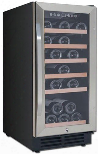 Wc3015s3s 15" Freestanding Wine Chiller With 30 Bottle Capacity 6 Slide Out Shelves Double-pane Tempered Glass Door And Led Lighting In Stainless