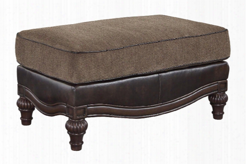 Winnsboro Durablend Collection 5560214 40" Ottoman With Low Melt Fiber Wrapped Over Foam Scrolled And Exposed Frame Reeded Bun Feet And Traditional Style In
