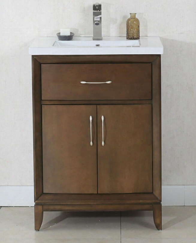 Wlf7030-24 24&quo;t Sink Vanity With Square Porcelain Top 2 Soft Closing Doors And Pre-drilled Faucet Hole In Antique