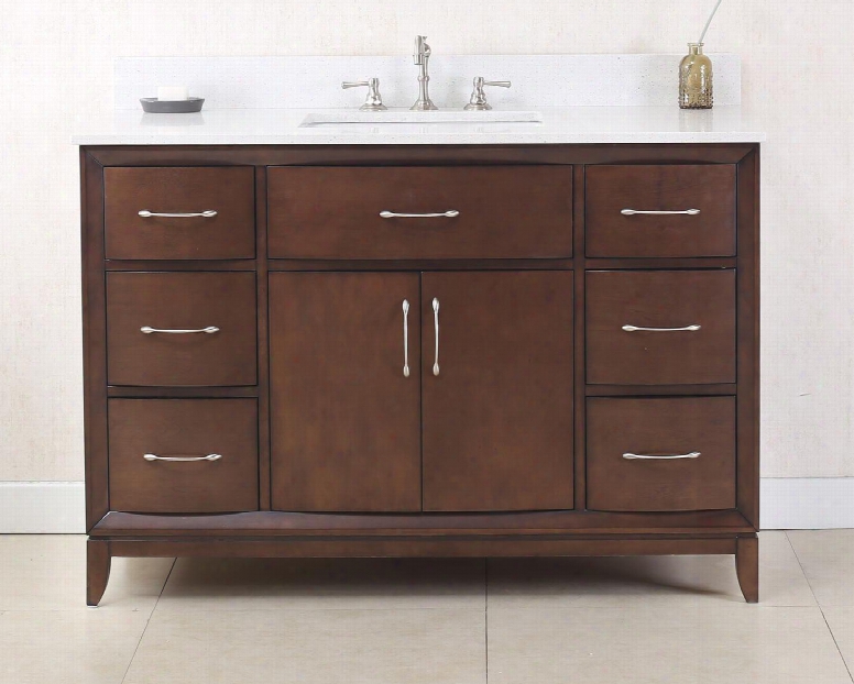 Wlf7030-48 48" Sink Vanity With Quartz Top 2 Soft Closing Doors And 3 Pre-drilled Faucet Holes In Antique