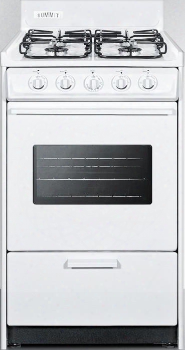 Wtm1107sw 20" Gas Range With 4 Sealed Burners 2.46 Cu. Ft. Oven Capacity Porcelain Construction Electronic Ignition 2 Oven Racks And Oven Viewing Winow