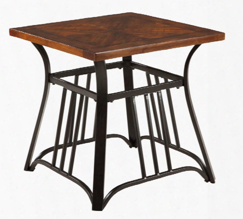 Zanilly T607-2 24" Square End Table With Distressed Vintage Detailed Top Sculptural Legs And Stretchers In Two-tone