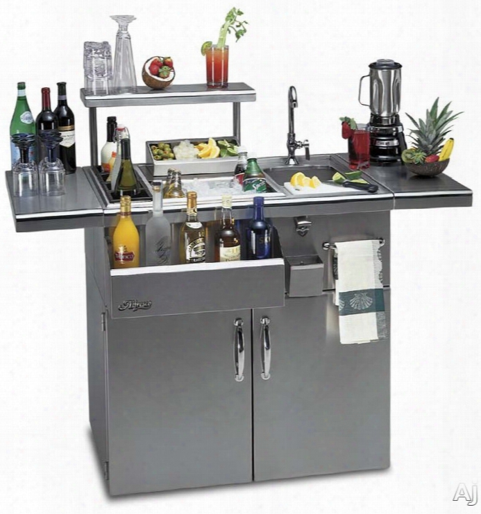 Alfresco Adt30c 30 Inch Freestanding Beverage Center With Sink, Insulated Ice Compartment, Bottle Bins, Front Speedrail, Towel Rack And Stainless Steel Construction