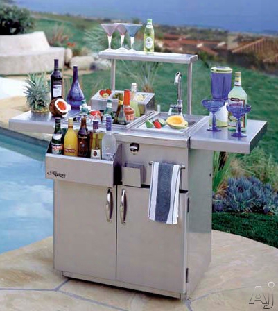 Alfresco Adt42rfg 42 Inch Freestanding Refrigerated Bartender With Insulated Ice Compartment, Bottle Wells And Front Speed Rail