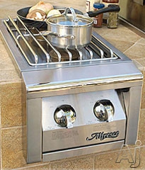 Alfreso Alsb2 14 Inch Built-in Dual Side Burner With Two 20,000 Btu Burners, Commercial Stainless Steel Construction, Easy Knob Control, Raised Grille And Stainless Steel Cover
