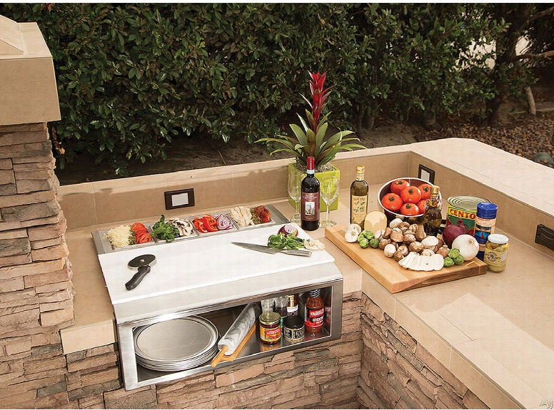 Alfresco Aps30ppc Built-in Pizza Prep Station And Garnish Rail With Food Pans