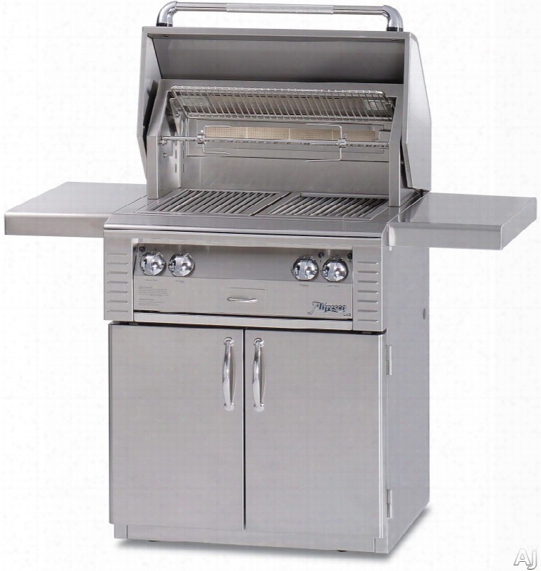 Alfresco Lx2 Alx230c 30 Inch Freestanding Gas Grill With 542 Sq. In. Cooking Surface, 2 Stainless Steel Main Burners, Integrated Rotisserie Motor And Halogen Work Lights