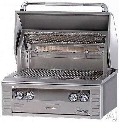 Alfresco Lx2 Alx230ir 30 Inch Built-in Gas Grill With 542 Sq. In. Cooking Surface, 2 Stainless Steel Main Burners, Integrated Rotisserie Motor, Dual Work Lightsand All Infrared Burners