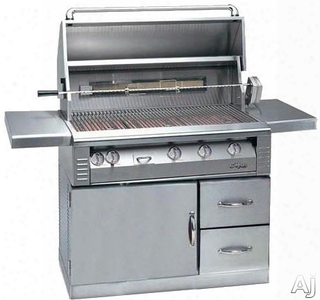 Alfresco Lx2 Alx242rfg 42 Inch Freestanding Gas Grill With 770 Sq. In. Cooking Surface, 82,500 Primary Btus, Warming Rack, Rotisserie, Smoker, Halogen Lighting And Refrigerated Base