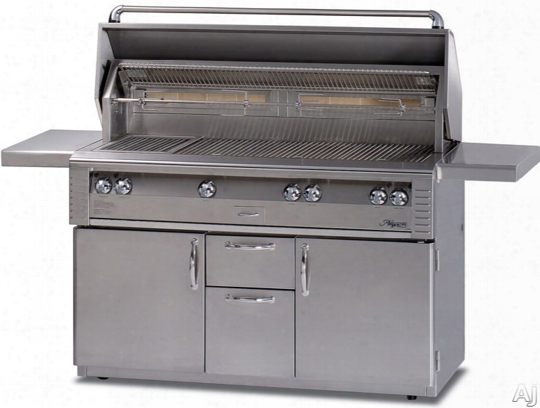 Alfresco Lx2 Alx256bfgr 56 Inch Freestanding Gas Grill With 998 Sq. In. Cooking Surface, 147,000 Total Btus, Sear Zone, Rotisserie, Smoker, Warming Rack And Refrigerated Base