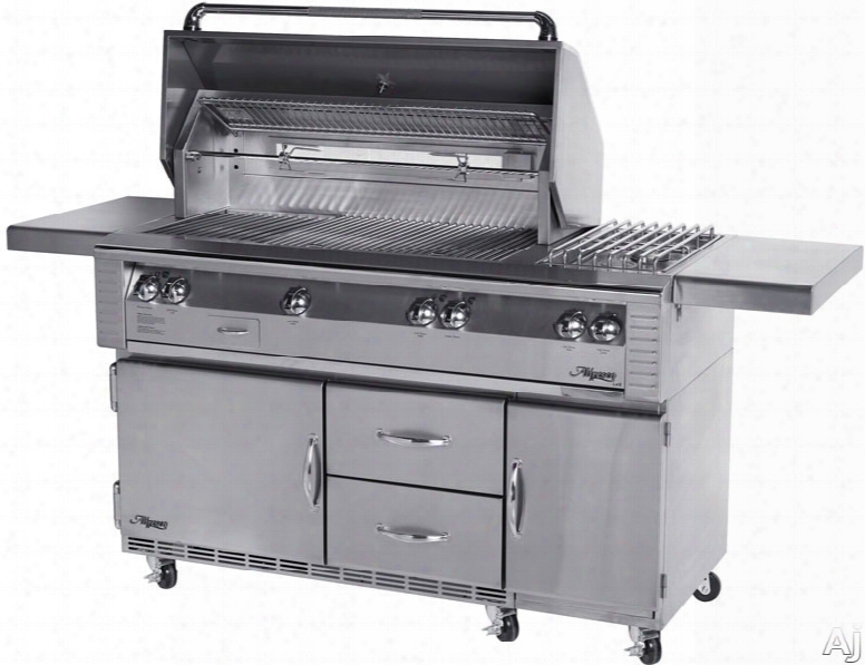 Alfresco Lx2 Alx256szrfg 56 Imch Freestanding Gas Grill With 770 Sq. In. Cooking Surface, 82,500 Primary Btus, Sear Zone, Rotisserie, Smoker, Dual Side Burner And Refrigerated Base