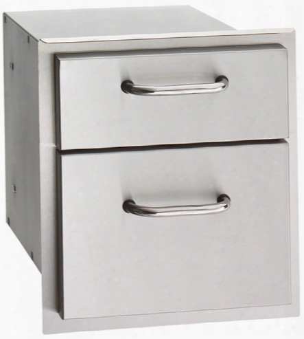 American Outdoor Grill 1615dssd 14 Inch Stainless Steel Double Drawer With Chrome  Polish Handles