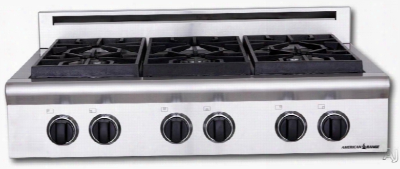 American Range Performer Series Arobsct436gr 36 Inch Slide-in Gas Rangetop With 4 Open Burners, 11 Inch Searing Grill, Continuous Cast Iron Grates And Fail-safe System