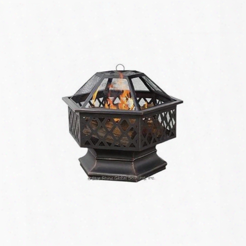 Blue Rhino Wad1377sp Oil Rubbed Bronze Hex Shaped Outdoor Firebowl With Lattice Design