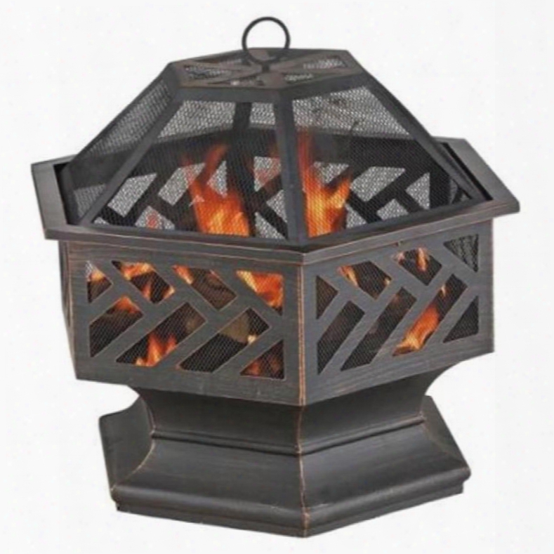 Blue Rhino Wad1576sp Oil Rubbed Bronze Wood Burning Outdoor Firebowl With Geometric Design