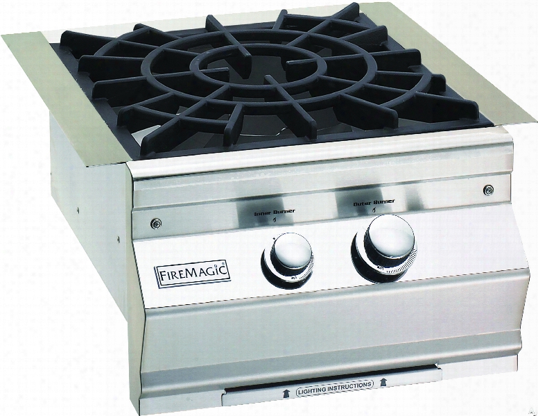 Fire Magic Aurora Collection 19s0b2p0 19 Inch Built-in Power Burner With 60,000 Btu, Cast Brass Burner, Porcelain Cast Iron Grid And Electronic Ignition: Liquid Propane, Porcelain Cast Iron Grid